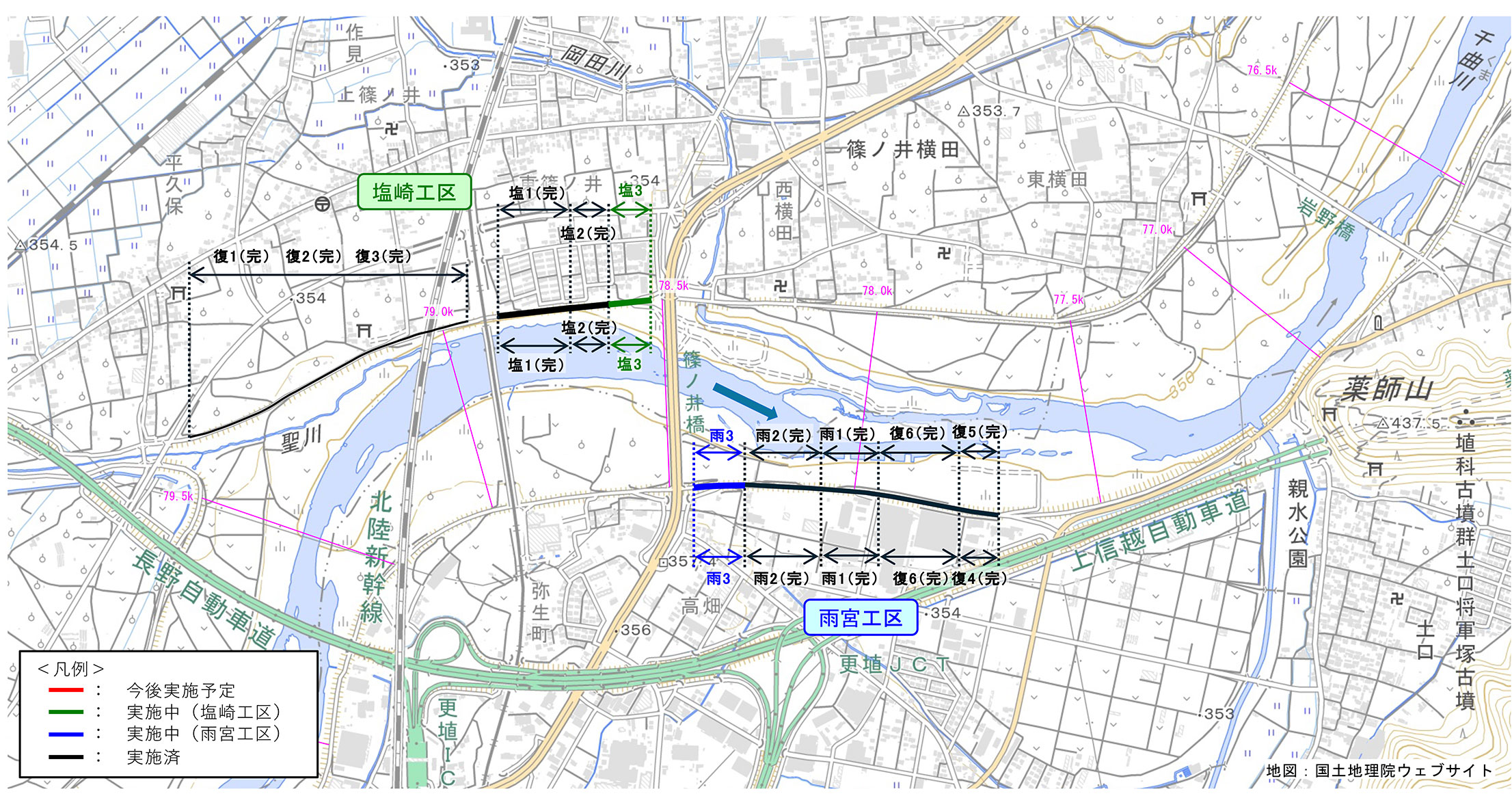 粘り強い河川堤防工事（篠ノ井地区）位置図